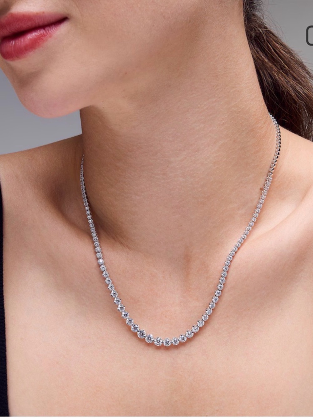 5 CTTW Sterling Silver Diamond Tennis Necklace - Picture 5 of 8